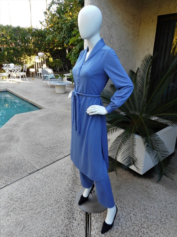 Vintage 1970's Mattie of Lynne Periwinkle Blue Pa… - image 3