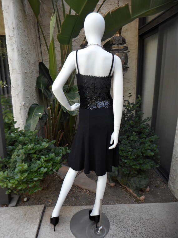 Vintage 1970's Black Knit Dress with Sequined Top… - image 5