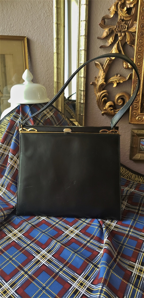 Vintage 1960's Coblentz Black Leather Handbag