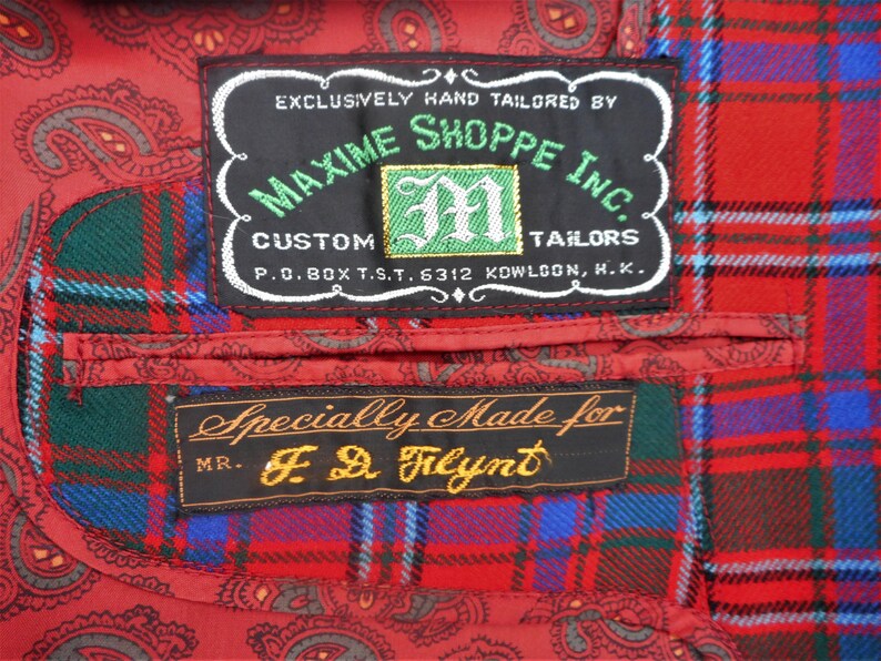 Size 42 Vintage 1981 Maxime Shoppe Red Tartan Plaid Blazer