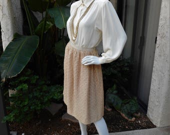 Vintage 1960's Ilene Ricky Beige Ribbon Skirt - Size 10