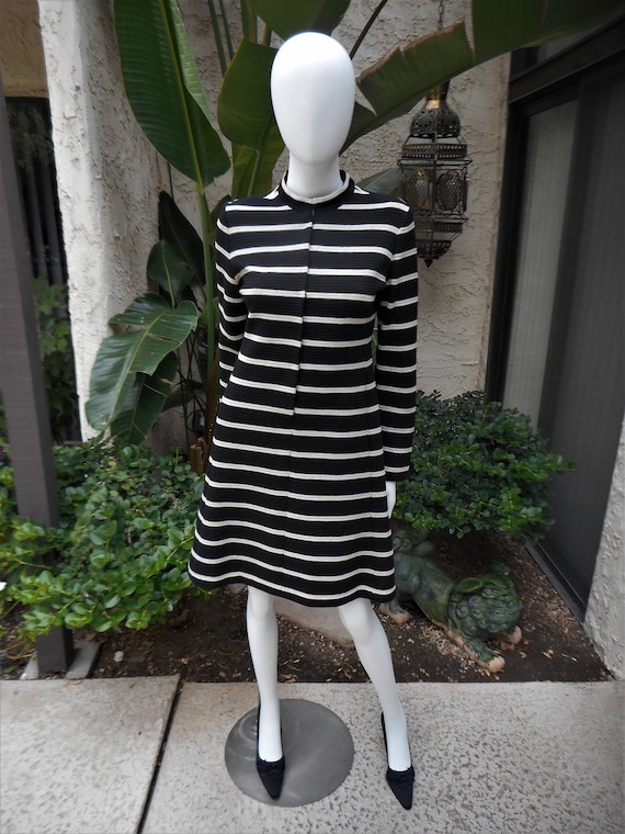 Vintage 1970's Youth Guild Black & Silver Striped… - image 1