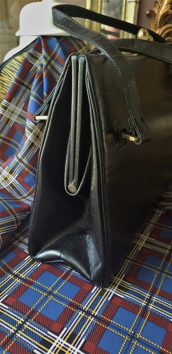 Vintage 1650/1960's Koret Black Textured Leather … - image 3