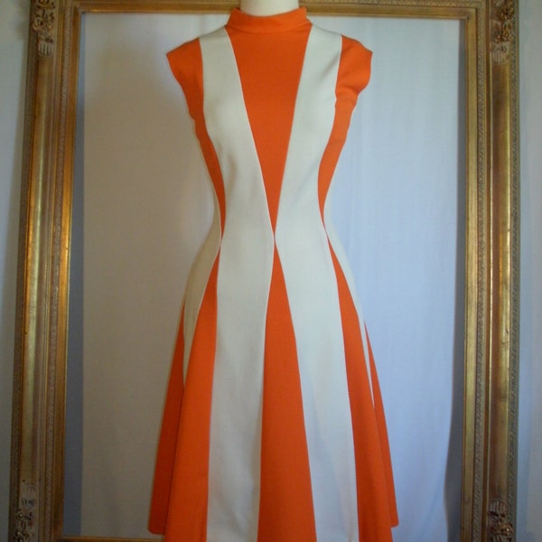 Vintage 1970's Orange and White Dress