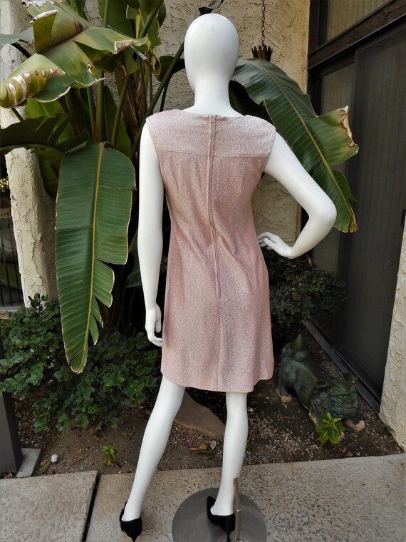 Vintage 1960's Pink & Silver Metallic Dress - Siz… - image 5