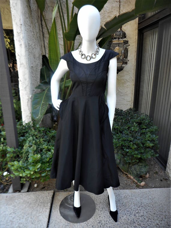 Black Taffeta Cocktail Dress Size 4