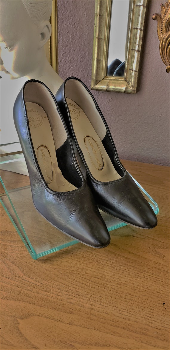 Vintage 1960's CustomCraft Black Leather Pumps - S