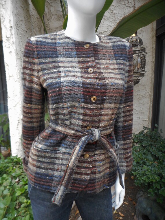 Vintage 1980's Jaeger Brown/Black/Gray Woven Jack… - image 3