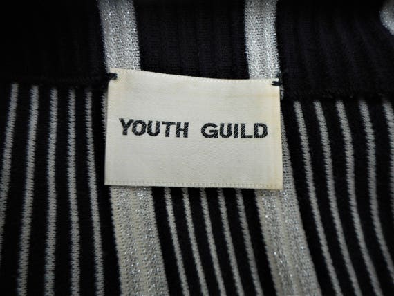 Vintage 1970's Youth Guild Black & Silver Striped… - image 5