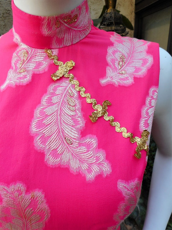 Vintage 1960's Rose Anna Designs Pink Asian Style… - image 2