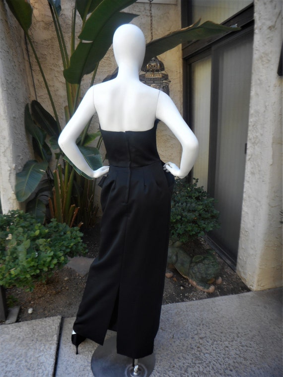 Vintage Victor Costa Black Strapless Evening Dres… - image 4