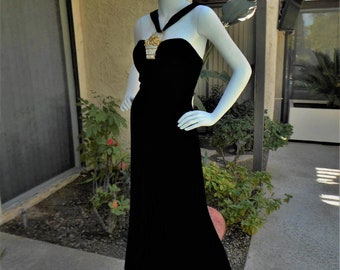 Vintage 1980's Eugene Alexander Black Velvet Evening Gown - Size 10