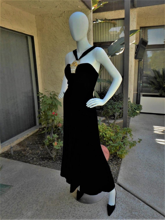 Vintage 1980 s Eugene Alexander Black Velvet Evening Gown Size 10 Etsy Sweden