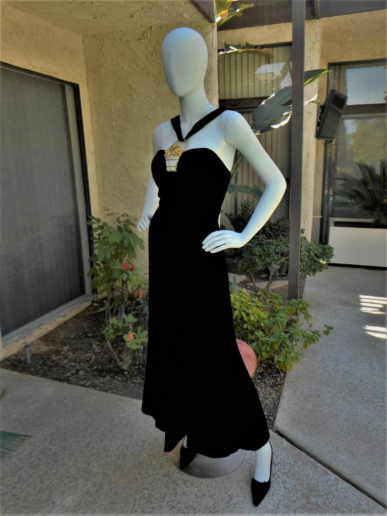 Vintage 1980's Eugene Alexander Black Velvet Evening Gown Size 10 image 1