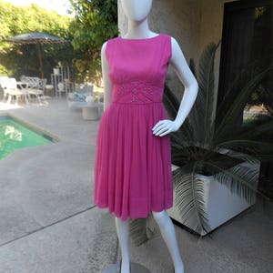 Vintage 1960's R & K Originals Pink Chiffon  Cocktail Dress - Size 6