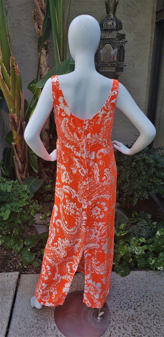 Vintage 1970's Sun Fashions of Hawaii Orange & Wh… - image 4