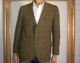 Vintage 1950's Green Plaid Wool Sport Coat - Size 42