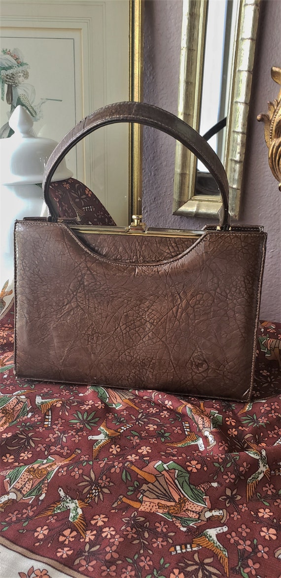 Vintage 1970's Brown Vinyl Handbag - image 4