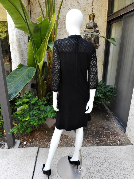 Vintage 1960's Black Knit Dress - Size 10 - image 5