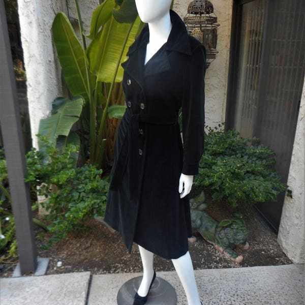 Reserved for Patricia Vintage 1970's Saks Fifth Avenue Black Velvet Trench Coat - Size M