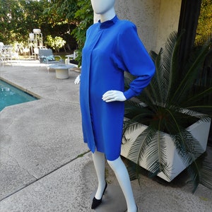 Vintage 1980's Nora Martin Blue Dress with Dolman Sleeves Size 10 image 3