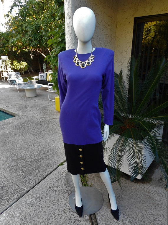 Vintage 1980's Linea Moda Purple & Black Cotton J… - image 3