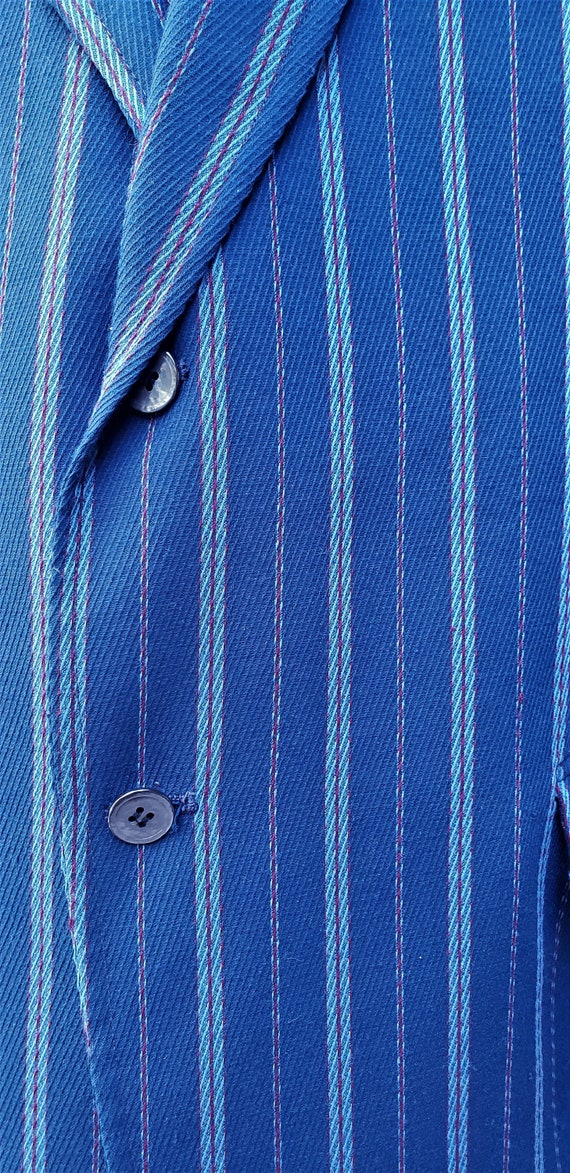 Vintage 1970's Blue Striped Sport Coat - Size 41 - image 3