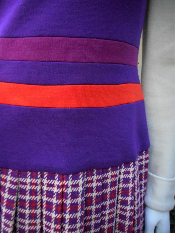 Vintage 1970's Buffums' Purple/Orange/Beige Wool … - image 2