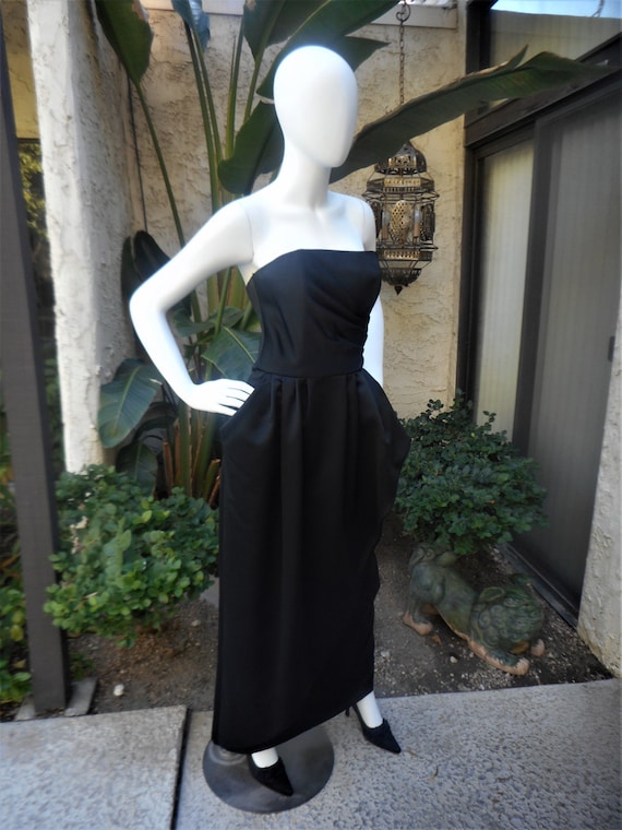 Vintage Victor Costa Black Strapless Evening Dres… - image 3