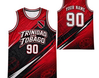 Maglia da basket personalizzata di Trinidad e Tobago, canotta sportiva con nome e numero personalizzati