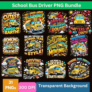 スクールバス運転手 PNG バンドル、スクールバス運転手デザイン、バス運転手シャツ PNG、新学期 PNG、バス運転手ギフト、学校スタッフ昇華プリント