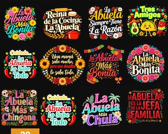 Abuelita PNG Bundle, La Abuela Mas Chingona Fabulosa Spanish Grandma Sublimation Designs, Mexican Grandma Shirt PNG Digital Download
