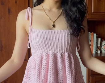 Crochet Babydoll Top Dress Pattern Beginner | Halter Summer Dress | Video Tutorial | Boho Style