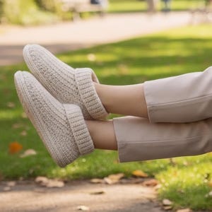 Wzór na wygodne, szydełkowe kapcie damskie | Wzór na buty domowe | Łatwy dla początkujących | Pobierz cyfrowo