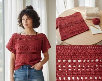 Easy Crochet Mesh Top Pattern | Mesh Openwork Sweater | Half Sleeve Tie Front Top – Beginner Friendly – DIY Summer Crochet