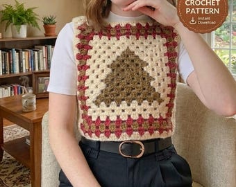 Granny Square Crochet Vest Pattern | Summer Sweater Vest | Beginner PDF | Sizes XS-5XL | Instant Download