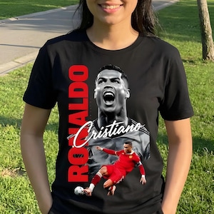 CR7 Ronaldo Halftone Streetwear PNG, Black Shirts (Digital Download) image 1