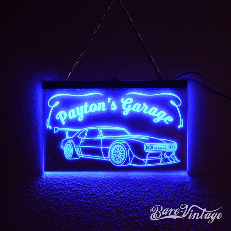 Custom LED Neon Car Sign Custom garage sign Personalized Etsy
