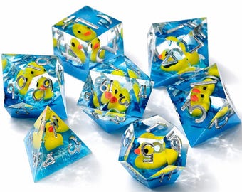 DND Dice Set – Handmade Resin Sharp Edge Duck Dice, Novelty RPG Gift, D6 D20 Dice