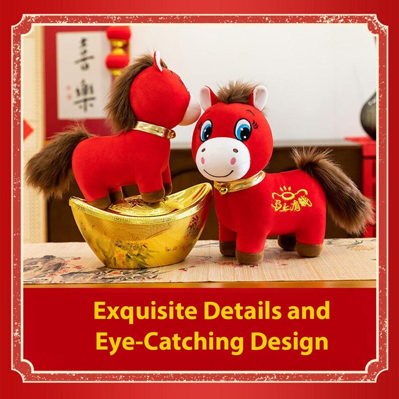 Year Of The Horse 2026 Plush,Mascot Horse Soft Doll Toy | Chinese New Year Auspicious Plush Stuffed Animal Mascot Doll For Adults Kids Living Room Sofa Desktop Home Shelf Bedroom Nursery Decor