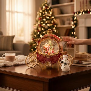 Cinderalla's Music Box Snowglobe Carriage, Windup Music Box, Carriage Centerpieces, 3d Crystal Ball Lamp, Carriage House, Snowglobe Ornament