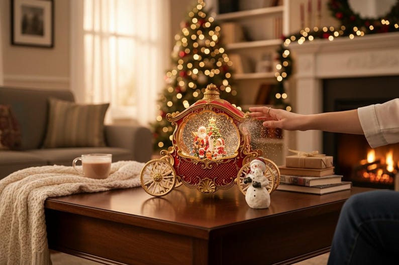 Cinderalla's Music Box Snowglobe Carriage, Windup Music Box, Carriage Centerpieces, 3d Crystal Ball Lamp, Carriage House, Snowglobe Ornament