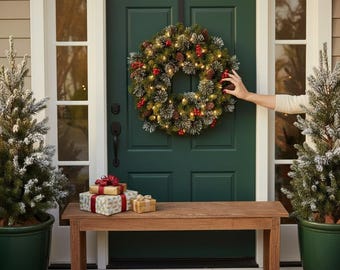 Pip Berry Wreath, Wreath Front Door, Wreath For Door, Door Hanger Wreath, Garland Christmas, Wreath Door Sash, Sugared Fruit Wreath,