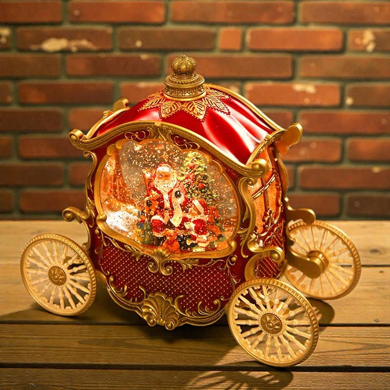 Cinderalla's Music Box Snowglobe Carriage, Windup Music Box, Carriage Centerpieces, 3d Crystal Ball Lamp, Carriage House, Snowglobe Ornament