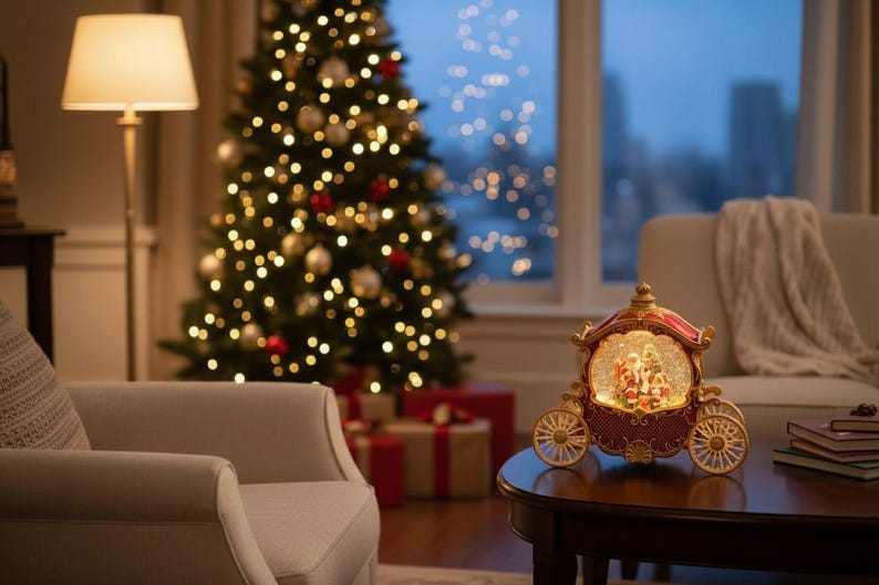 Cinderalla's Music Box Snowglobe Carriage, Windup Music Box, Carriage Centerpieces, 3d Crystal Ball Lamp, Carriage House, Snowglobe Ornament