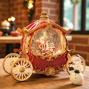 Cinderalla's Music Box Snowglobe Carriage, Windup Music Box, Carriage Centerpieces, 3d Crystal Ball Lamp, Carriage House, Snowglobe Ornament