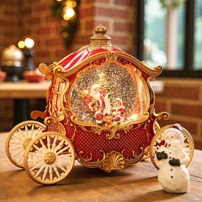 Cinderalla's Music Box Snowglobe Carriage, Windup Music Box, Carriage Centerpieces, 3d Crystal Ball Lamp, Carriage House, Snowglobe Ornament