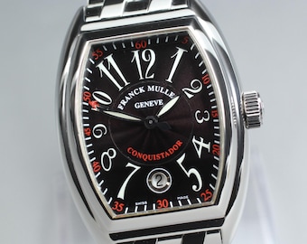 Franck Muller Conquistador 8005SC Automatic Silver Black 34mm Men's Watch [Box]