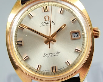 Vintage OMEGA Seamaster COSMIC 166.026 Men's Automatic Watch Gold Date 35mm