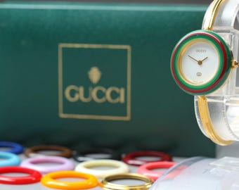 Vintage Gucci 11/12.2 Interchangeable Bezel Watch Mariners Links